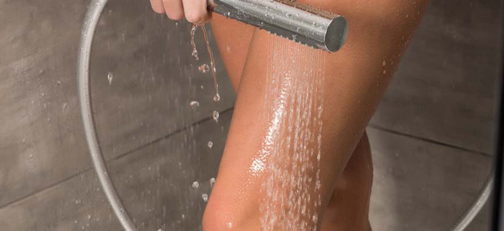 girl washing legs